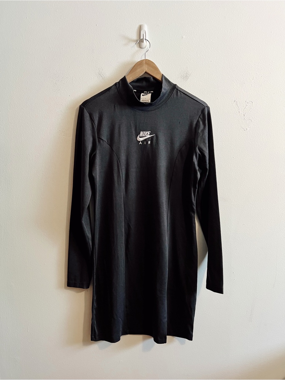 nike air mock neck embroidered long sleeve dress